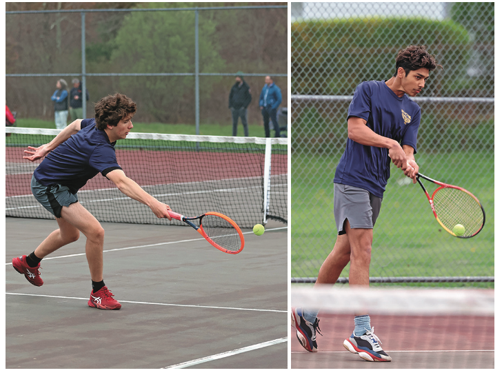 The Beacon boy’s tennis team, including Frank Zezza (left) and Imroz Ali, defeated Minisink Valley, 5-2, on April 19.